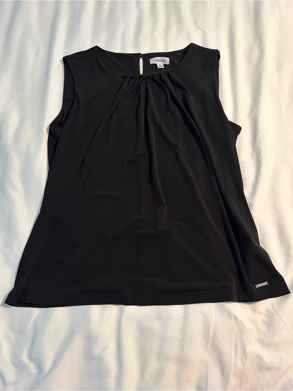 Calvin Klein Black Pleated Neck Sleeveless Camisole